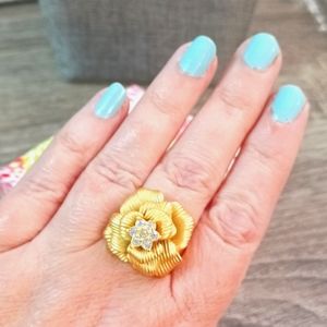 New! Premier Designs In Bloom gold rose rings size 7.5 matte finish